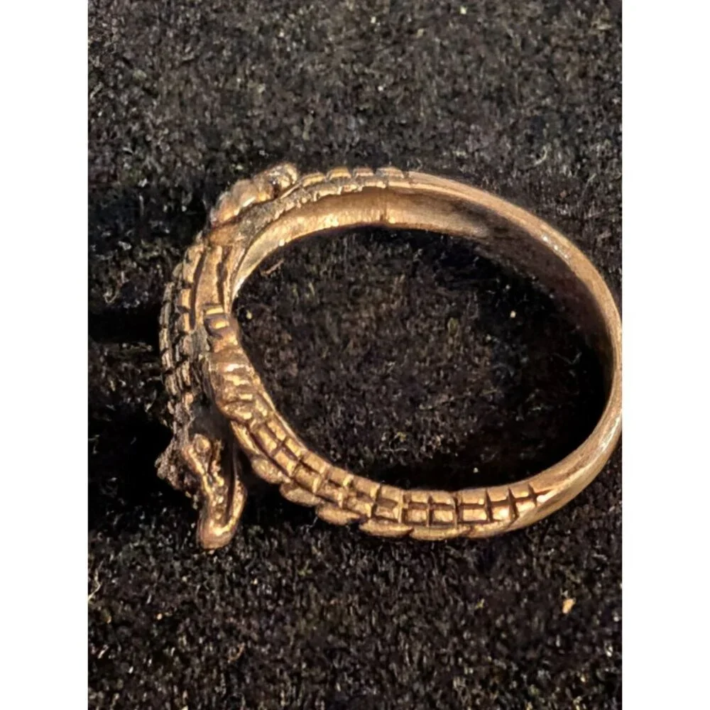 Sterling Silver Alligator Bypass Ring Sz 6.5 Textured Crocodile Design - Picture 10 of 15